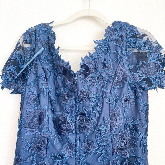 La Femme Midnight Blue Lace Midi Dress - Picture 8 of 14